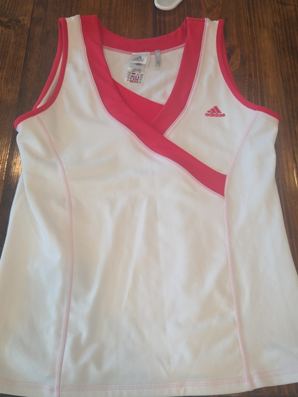 adidas White and Pink Womens Athletic Tank Top